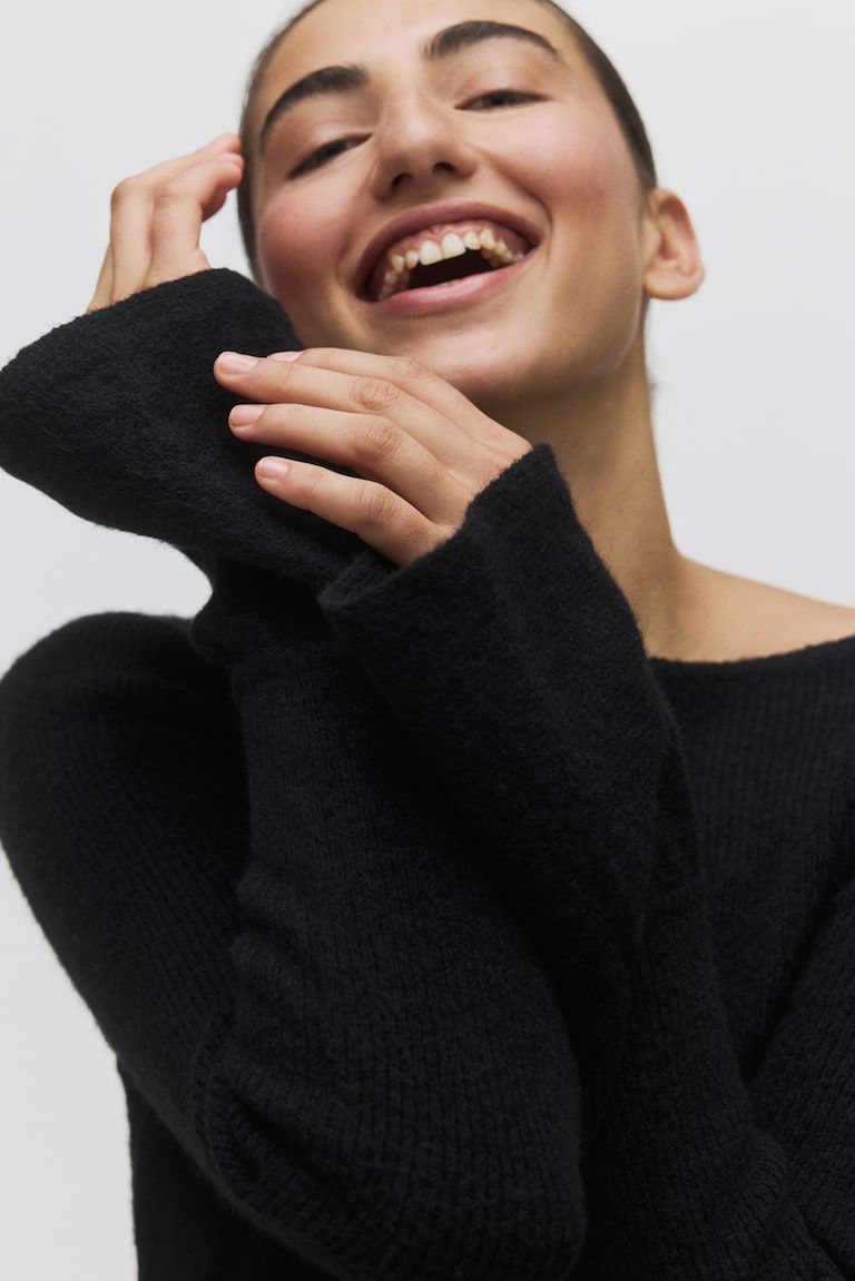 Flounced Rib-Knit Dress