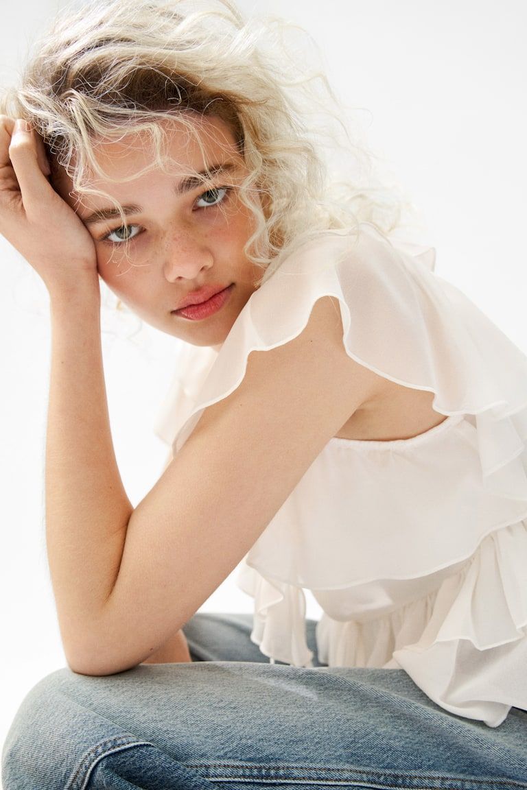 Flounced Tie-Front Blouse