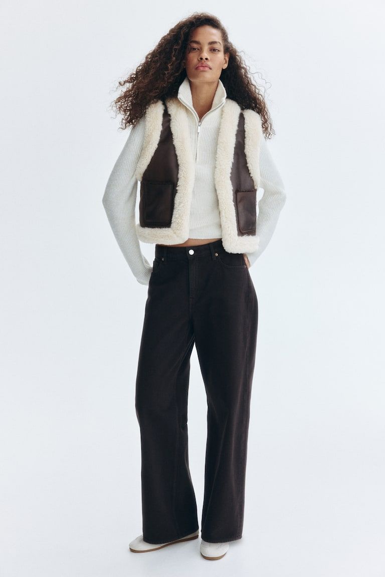 Fluffy-Trimmed Vest