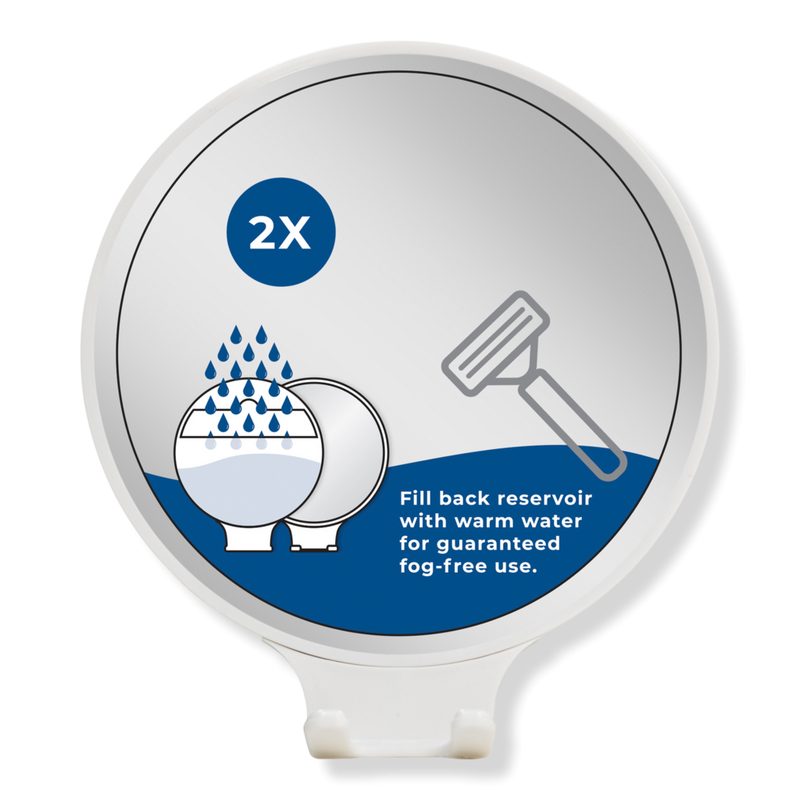 Fogless Shaving Mirror with 2X Magnification, Razor Holder - White
