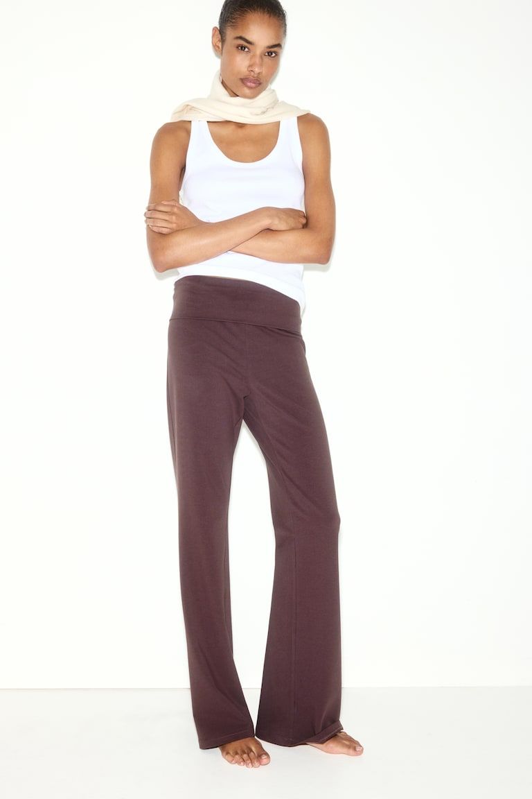 Foldover-Waist Cotton Pants