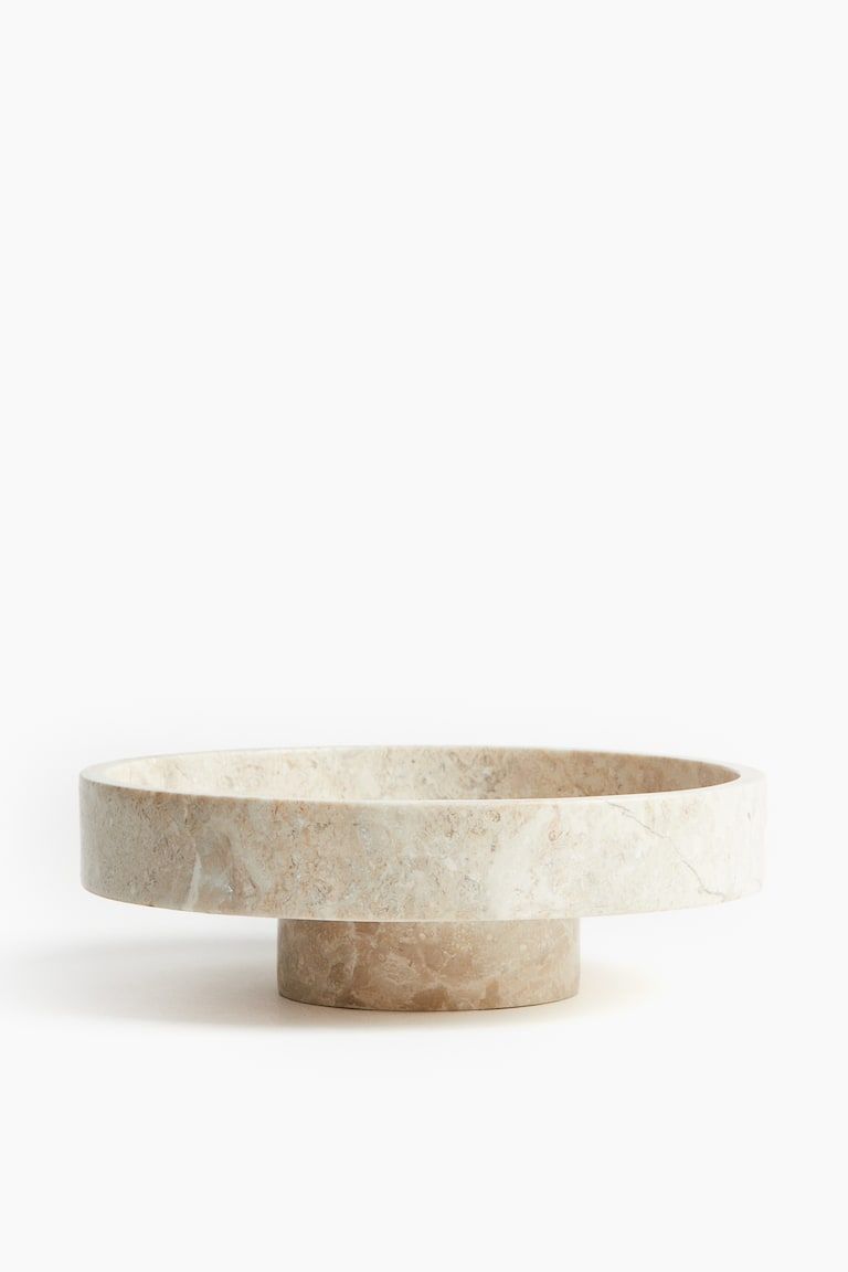 Footed Marble Serving Bowl