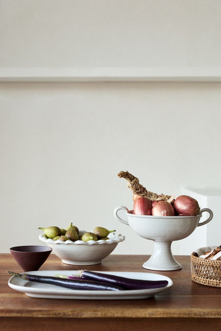 Footed Reactive-Glaze Serving Bowl