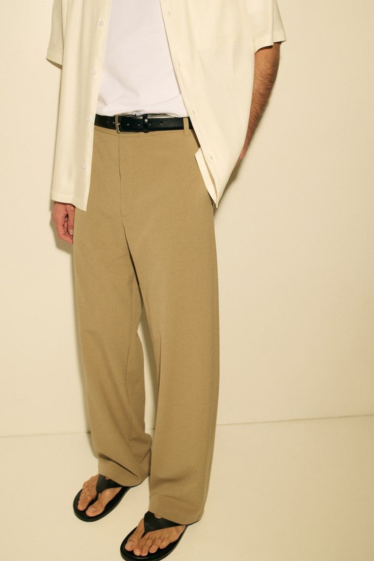 Four-Way Stretch Wide-Cut Pull-On Pants