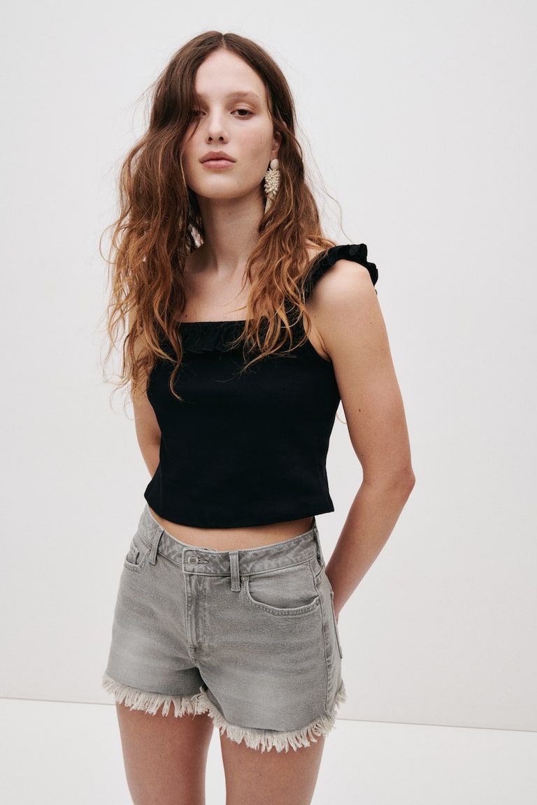 Frayed Denim Shorts