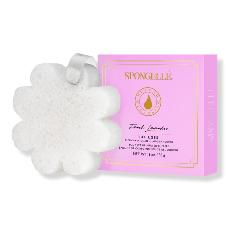 French Lavender Boxed Flower Bath Sponge Built-In Body Wash Shower Loofah Sponge for Women