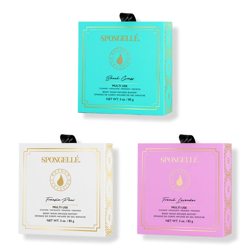 Fresh Boxed Flower 3-Piece Set Bath Sponge Built-In Body Wash Shower Loofah for Women
