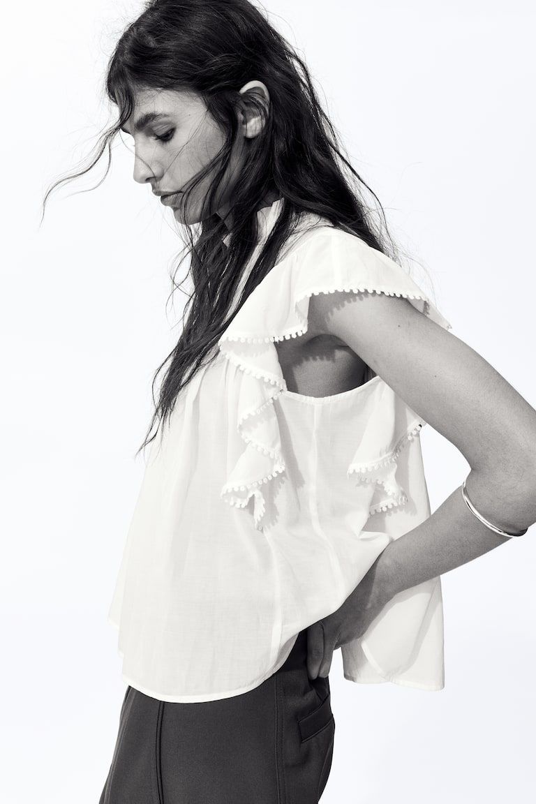 Frill-trimmed blouse