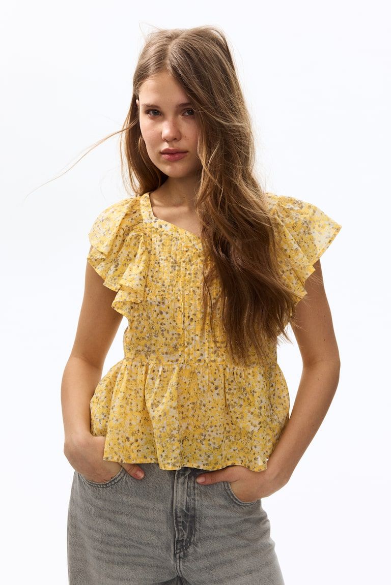 Frill-trimmed cotton top