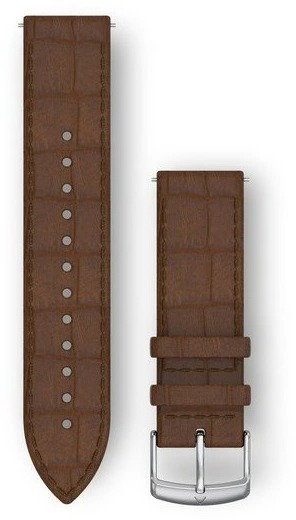 Garmin Quick Release (20 mm) Leather, Dark Brown Embossed - Silver