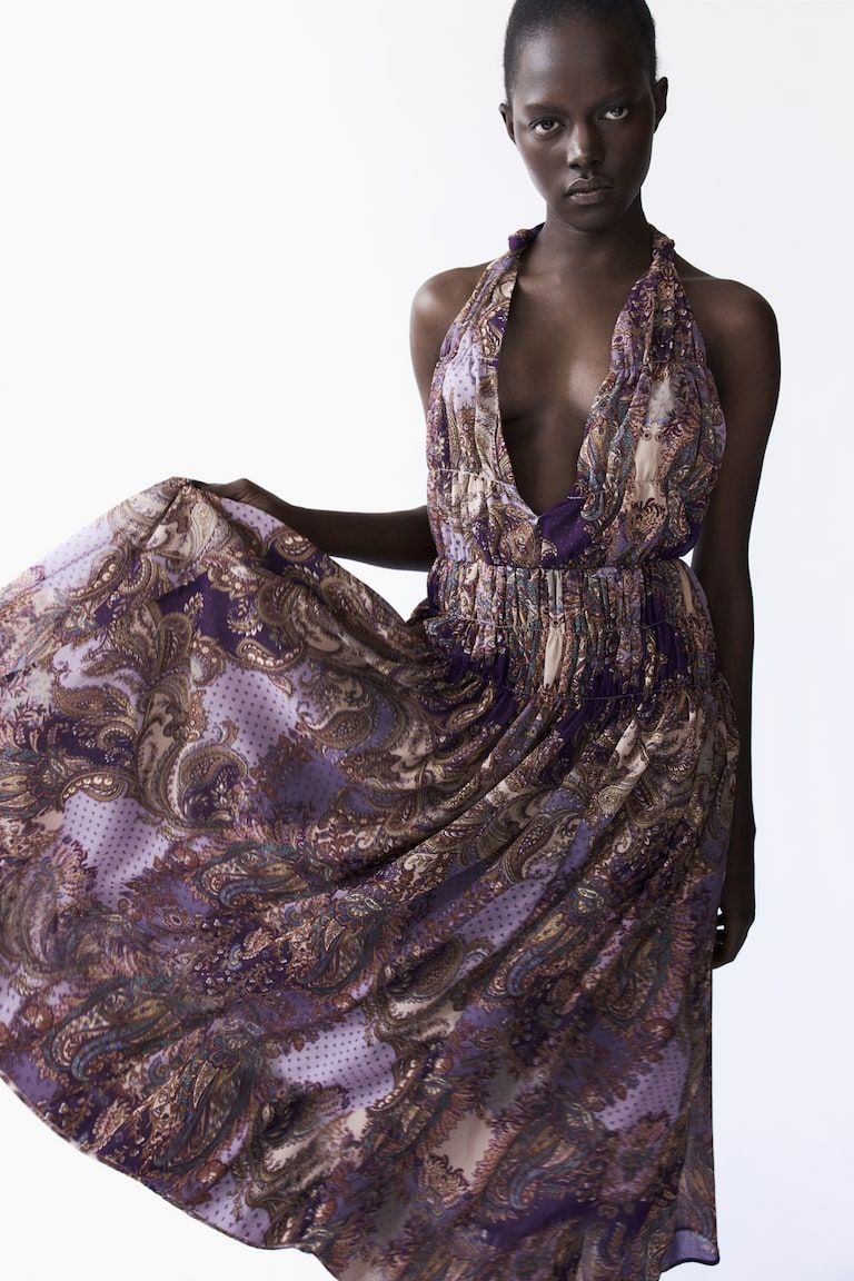 Gathered Halterneck Dress