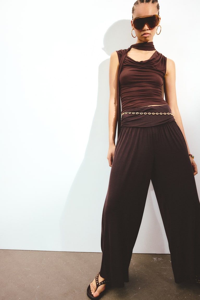 Gathered Viscose Pants