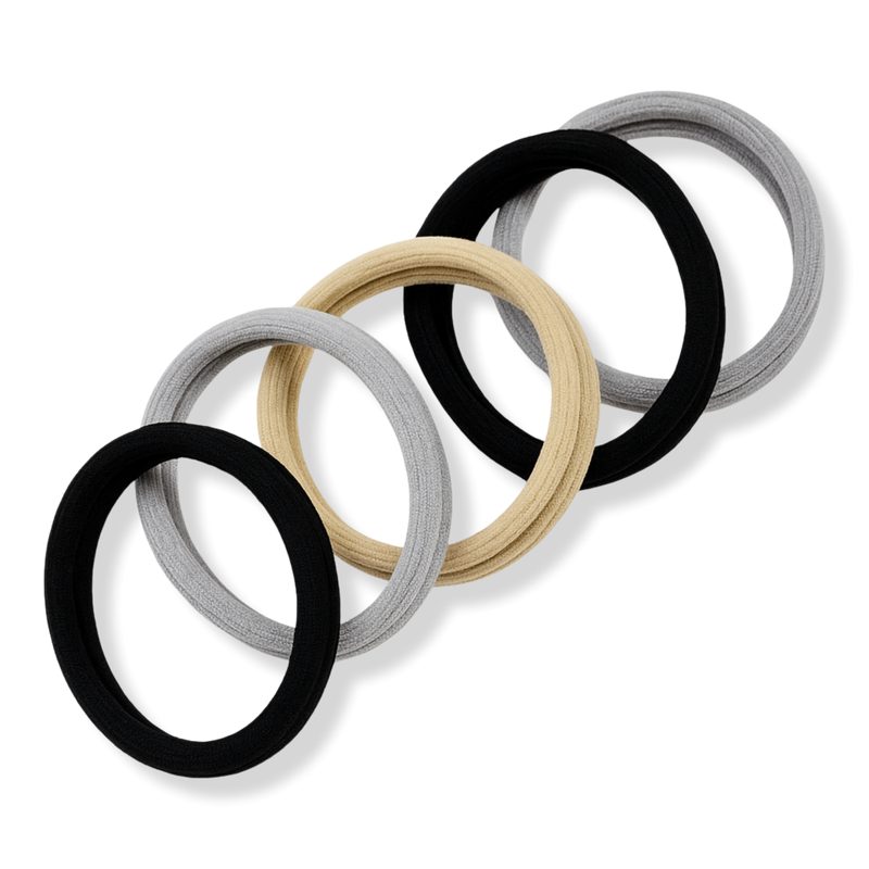 Gentle Cotton Comfort Hair Ties in Cylinder - Grayscale