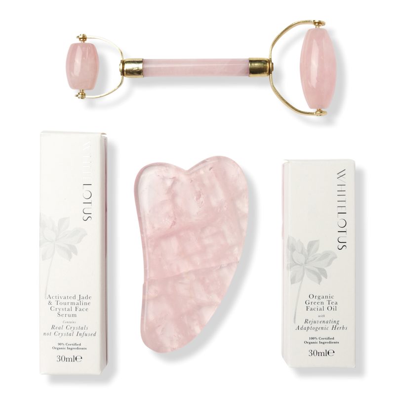 Genuine Rose Quartz Crystal Facial Set