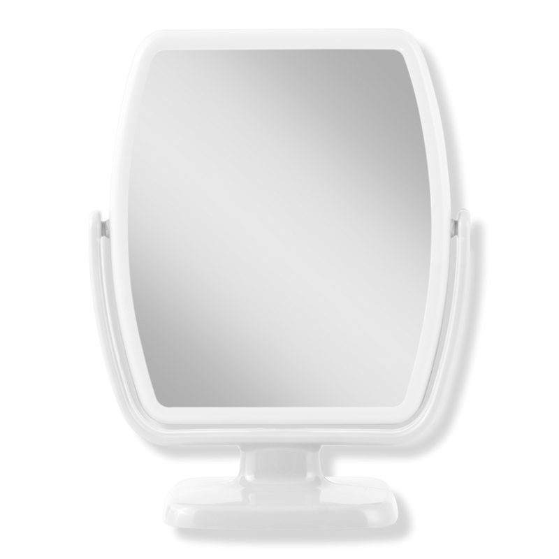 Geometric Makeup Mirror with 5X/1X Magnification - White