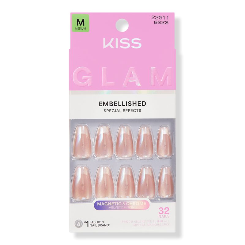 Glam Embellished Medium Coffin Press On Nails, Dusk Mirage