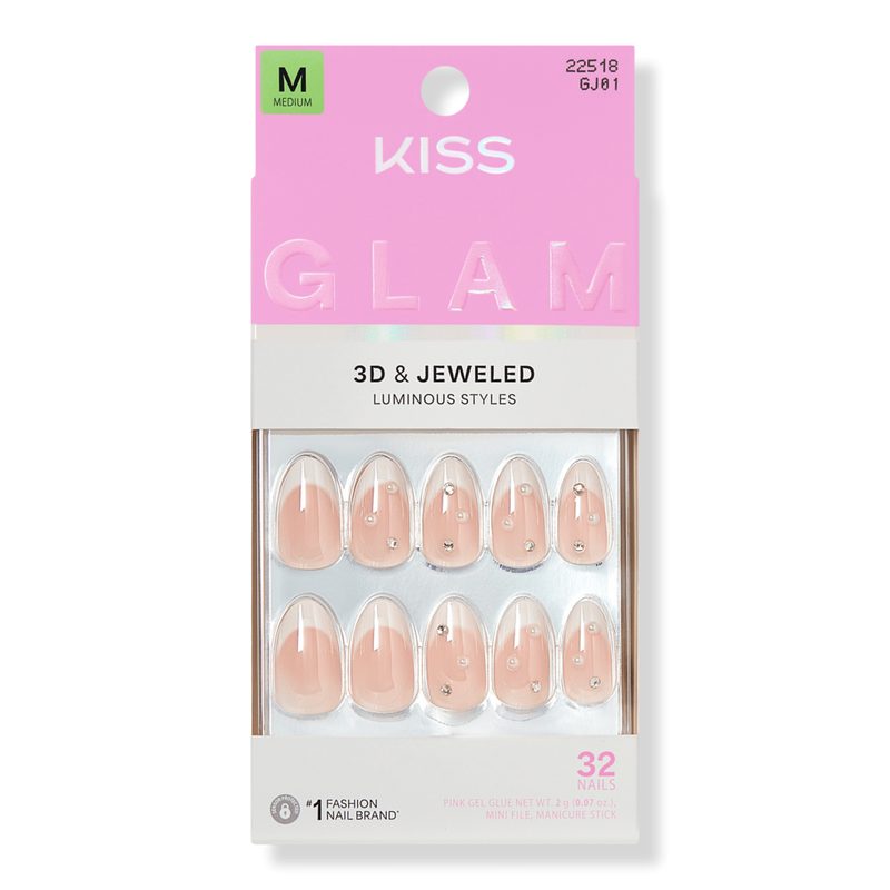 Glam Jeweled Medium Almond Press On Nails, Serendipity Awaits