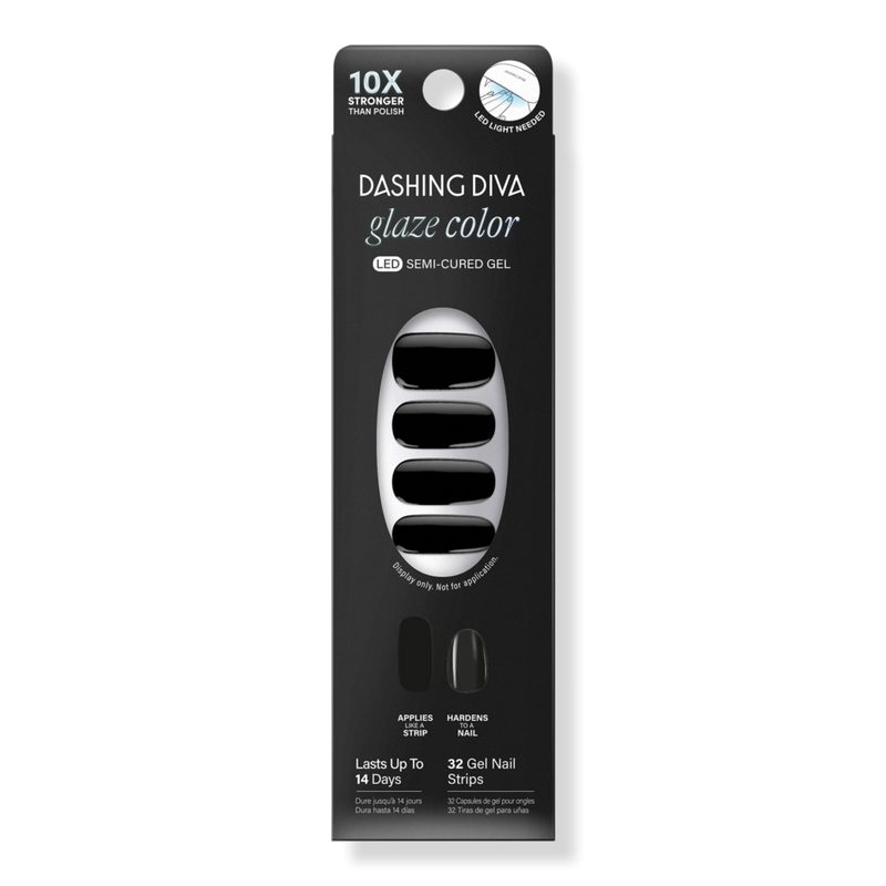 Glaze Color Semi-Cured Gel Nail Strips - Real Black