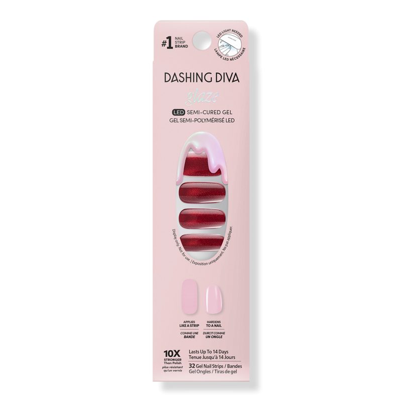 Glaze Effect, Semi-Cured Gel Nail Strips - Ruby Red Apple