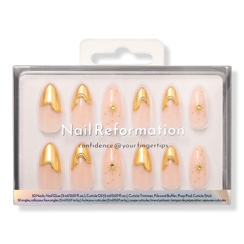 Gold Suns Press On Nails