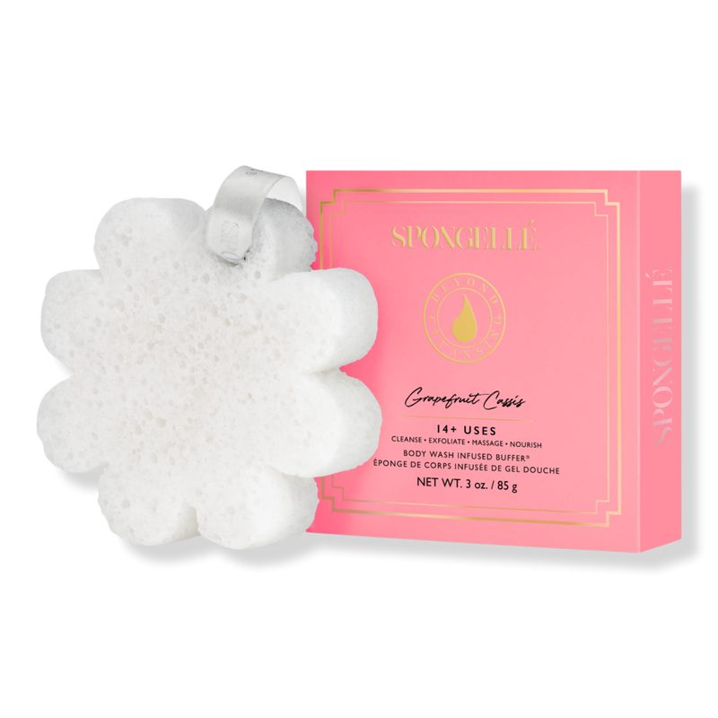 Grapefruit Cassis Boxed Flower Bath Sponge Built-In Body Wash Shower Loofah for Women