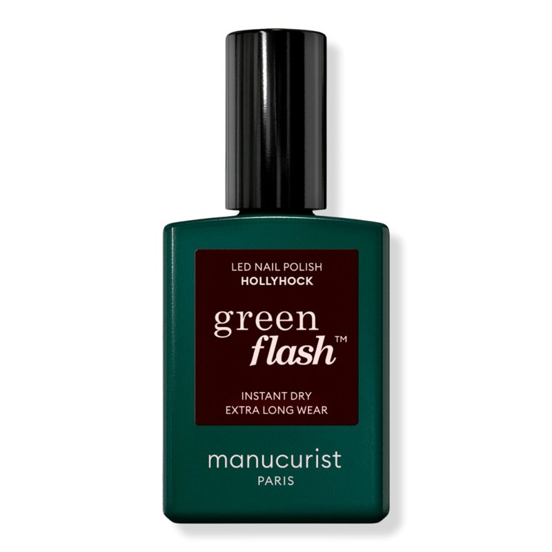 Green Flash LED Gel Nail Polish, Non-Toxic Nail Polish - Hollyhock (a blackish red)