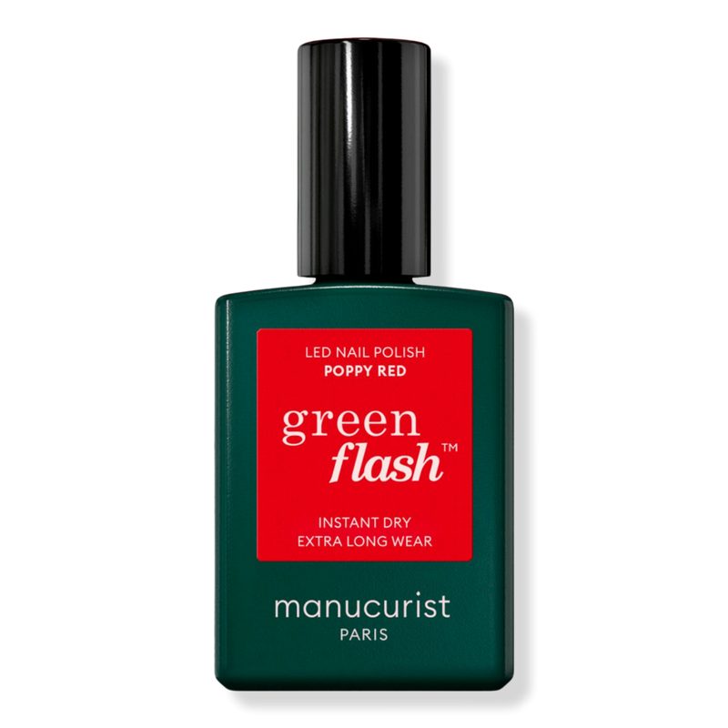 Green Flash LED Gel Nail Polish, Non-Toxic Nail Polish - Poppy red (a bright orangey red)