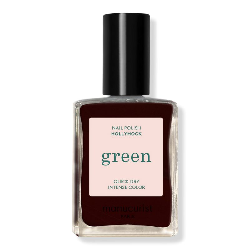 Green Nail Polish, Quick Dry, Non-Toxic Nail Polish with Gel-Like Finish - Hollyhock (a blackish red)
