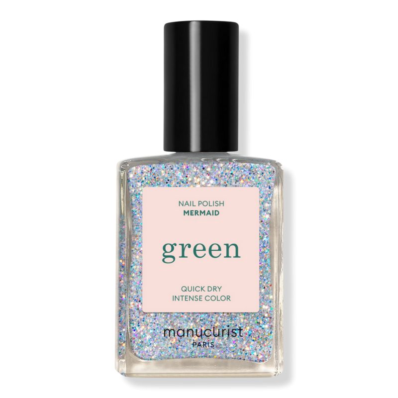 Green Nail Polish, Quick Dry, Non-Toxic Nail Polish with Gel-Like Finish - Mermaid (a sheer holographic glitter)