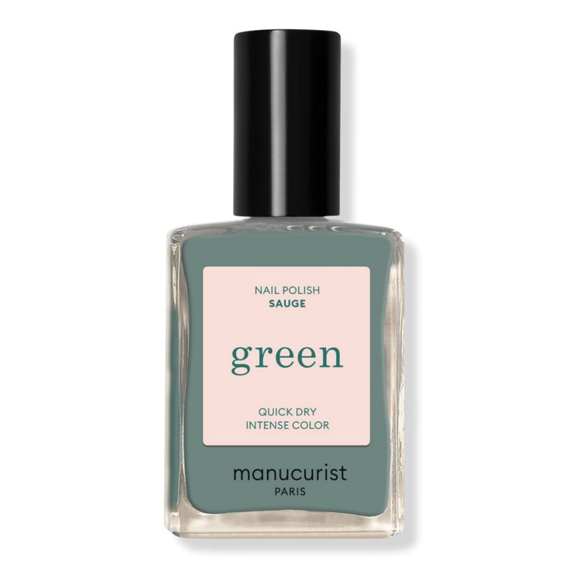 Green Nail Polish, Quick Dry, Non-Toxic Nail Polish with Gel-Like Finish - Sauge (a soft green, slightly-grey)