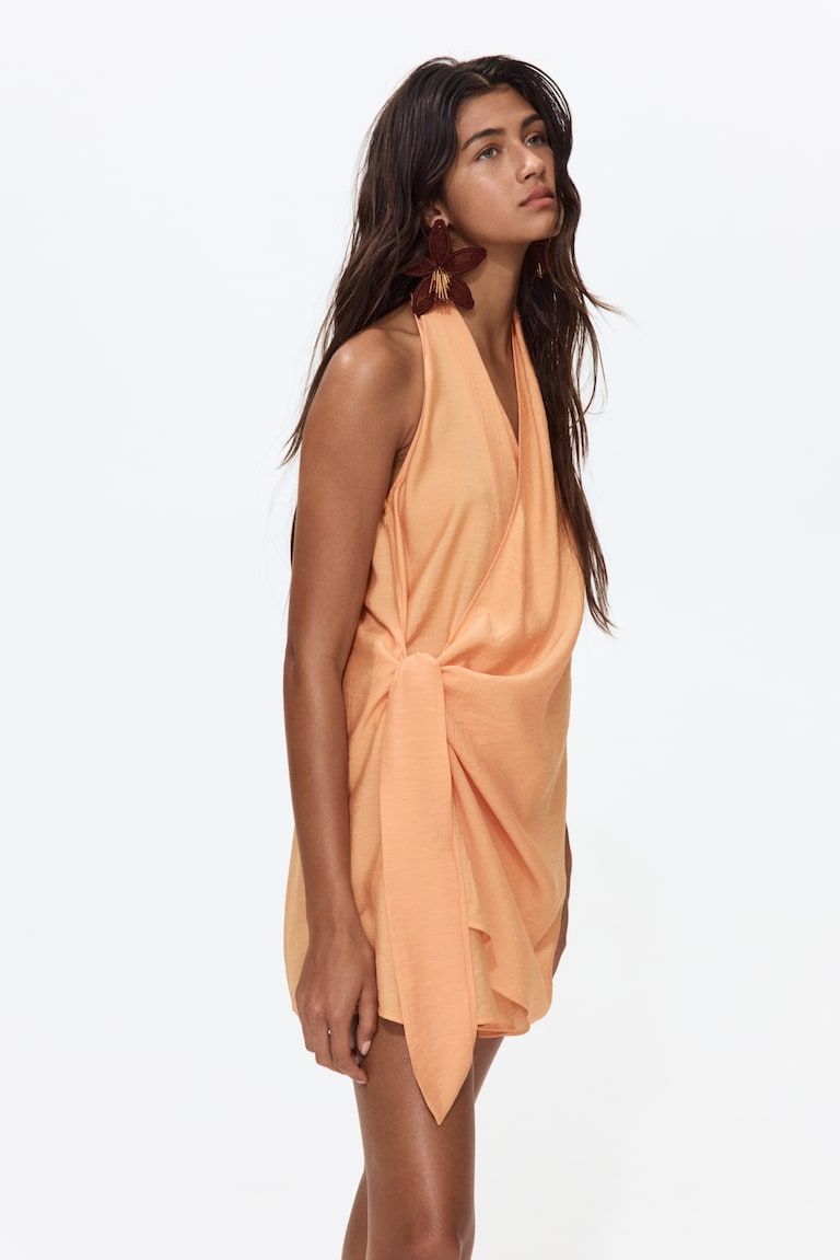Halterneck Wrapover Beach Dress