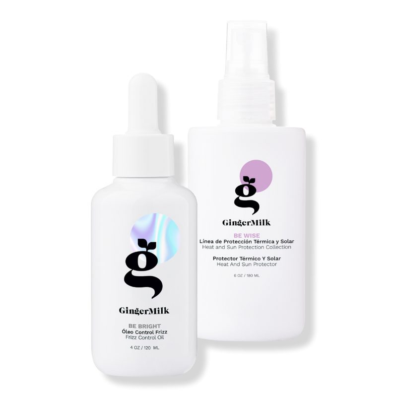 Heat & Sun Protector and Anti-Frizz Hair Oil Duo with Jojoba & Macadamia Oil, 2-Piece