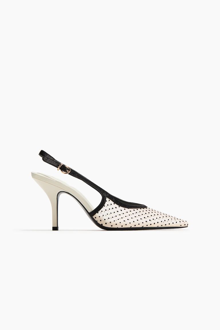 Heeled Mesh Slingbacks