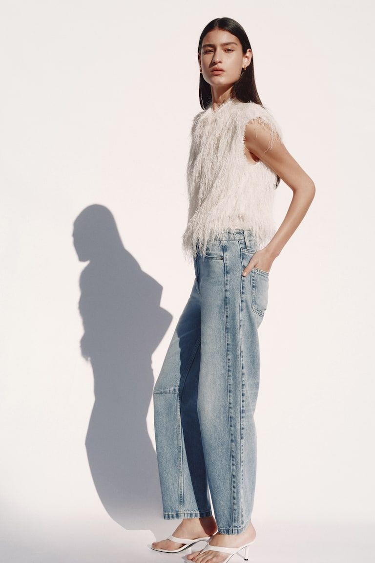High-Waist Barrel Ankle Jeans