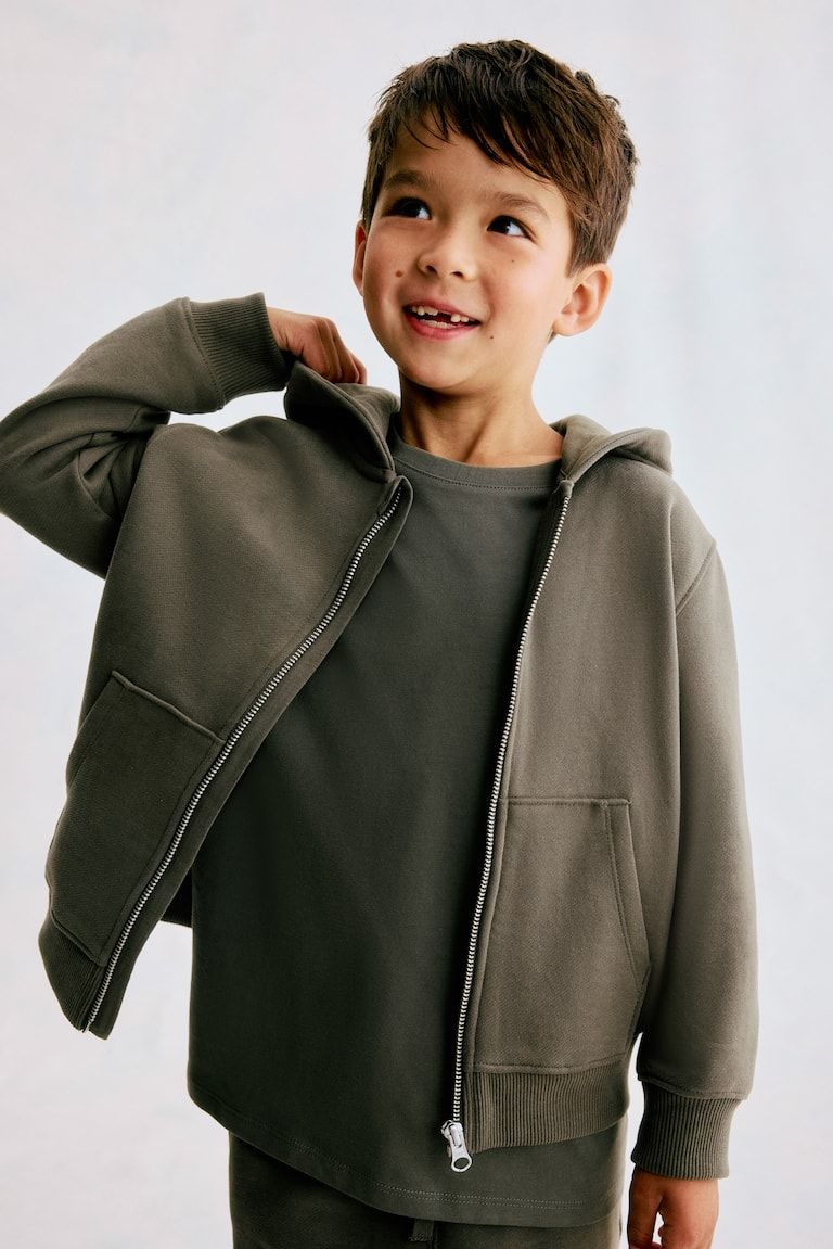 Hooded Cotton Sweatshirt Jacket