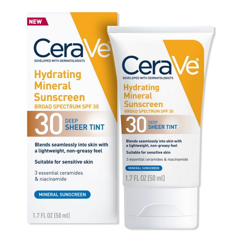 Hydrating Mineral Sunscreen Face Lotion with Sheer Tint SPF 30 - Deep
