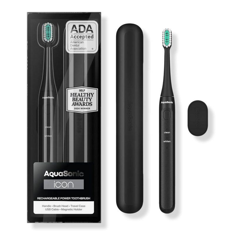 Icon Rechargeable Electric Toothbrush with Magnetic Holder & Travel Case - Black