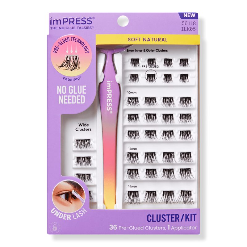 Impress Falsies Pre-Glued Lash Clusters Kit, Soft Natural - Soft Natural