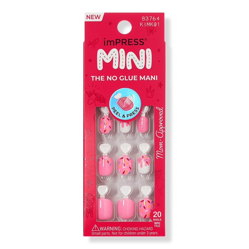 Impress Mini Squoval Press On Nails for Kids, Super Duper