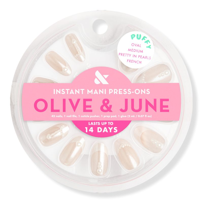 Instant Mani Press-On Nails Pearl Heart French