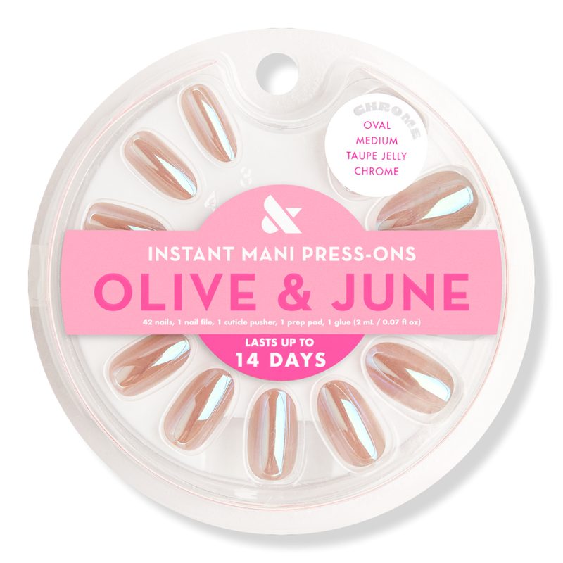 Instant Mani Press-On Nails Taupe Jelly Chrome