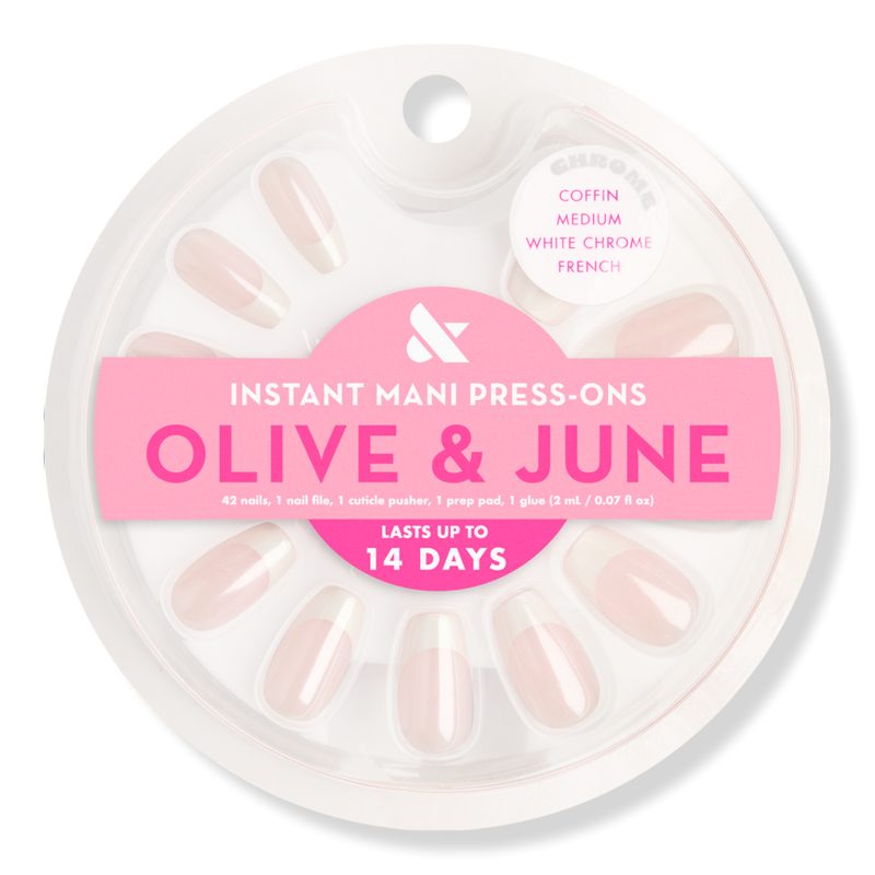 Instant Mani Press-On Nails White Chrome French
