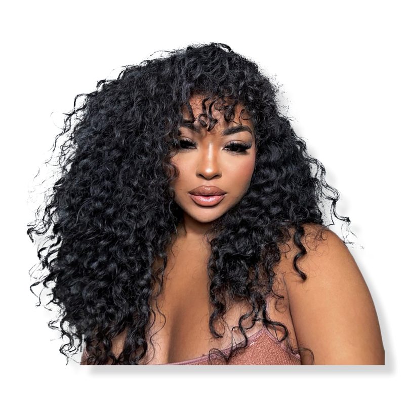 Island Curl Deep Wave Curly Human Hair Clip Ins Extensions - 16"