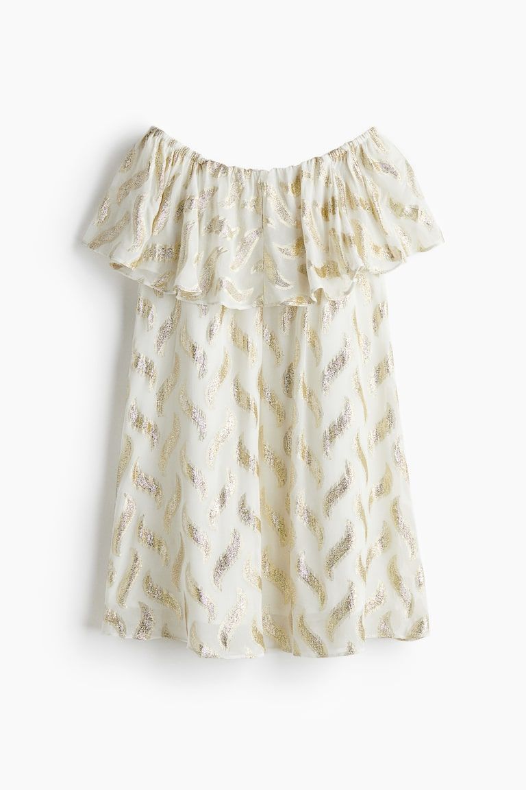 Jacquard-Weave Off-the-Shoulder Dress