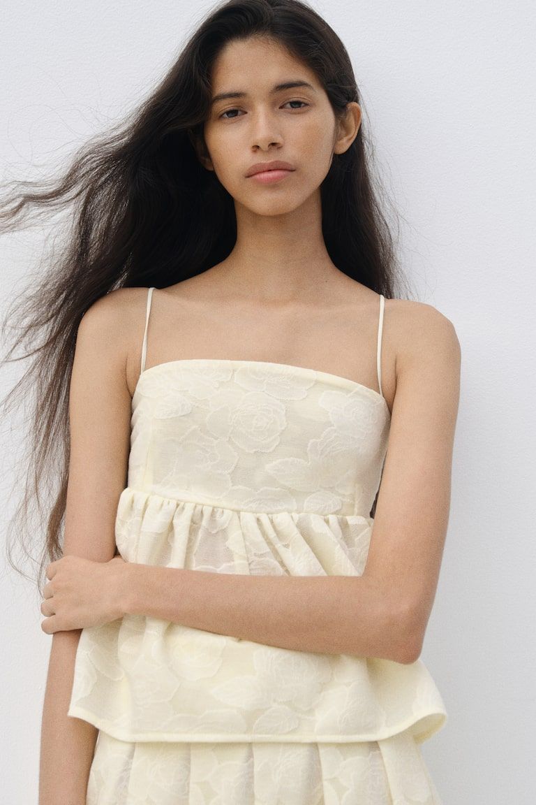 Jacquard-Weave Peplum Top