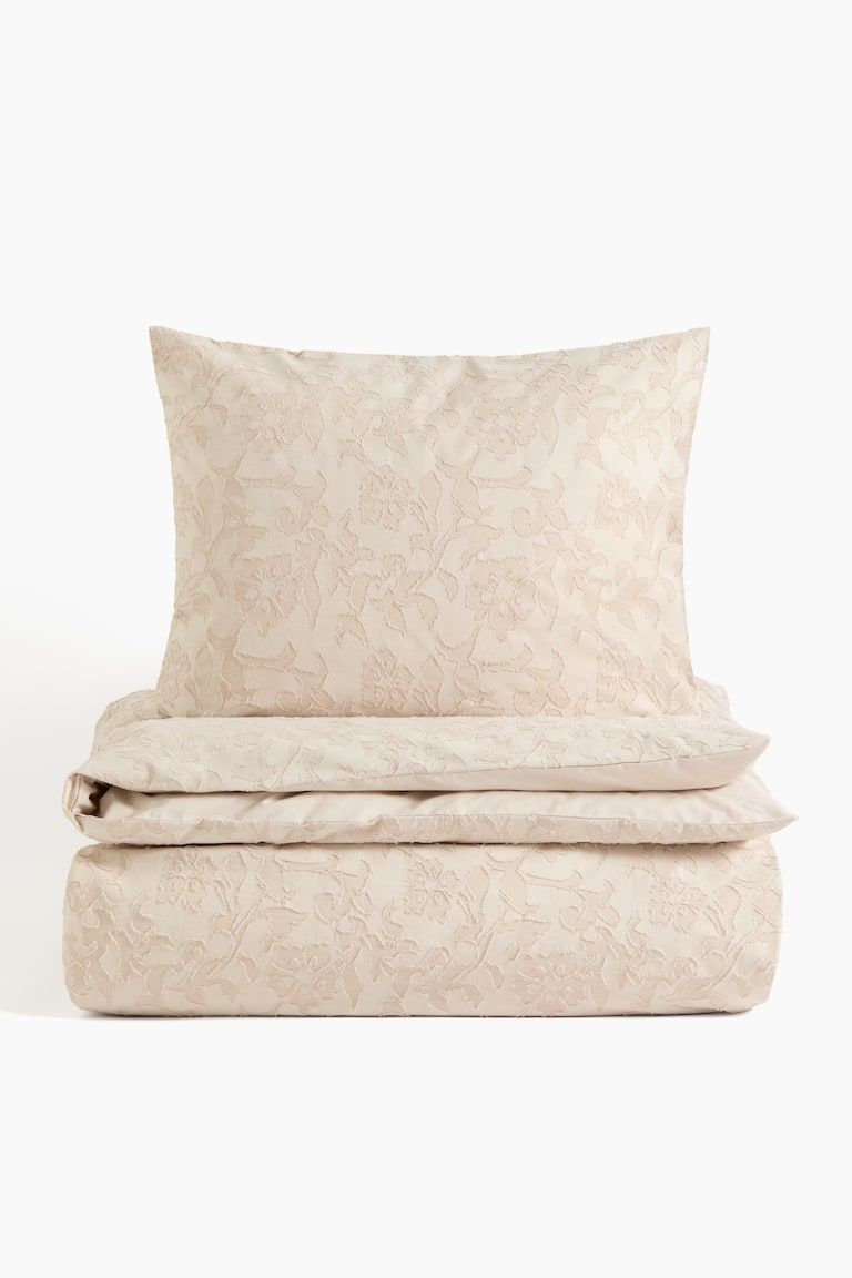 Jacquard-Weave Twin Duvet Cover Set
