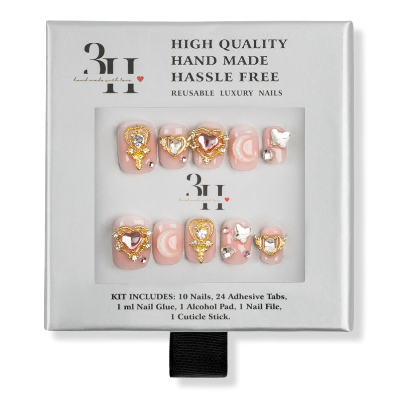 Jeweled Petals Squoval Press-On Nails - Small