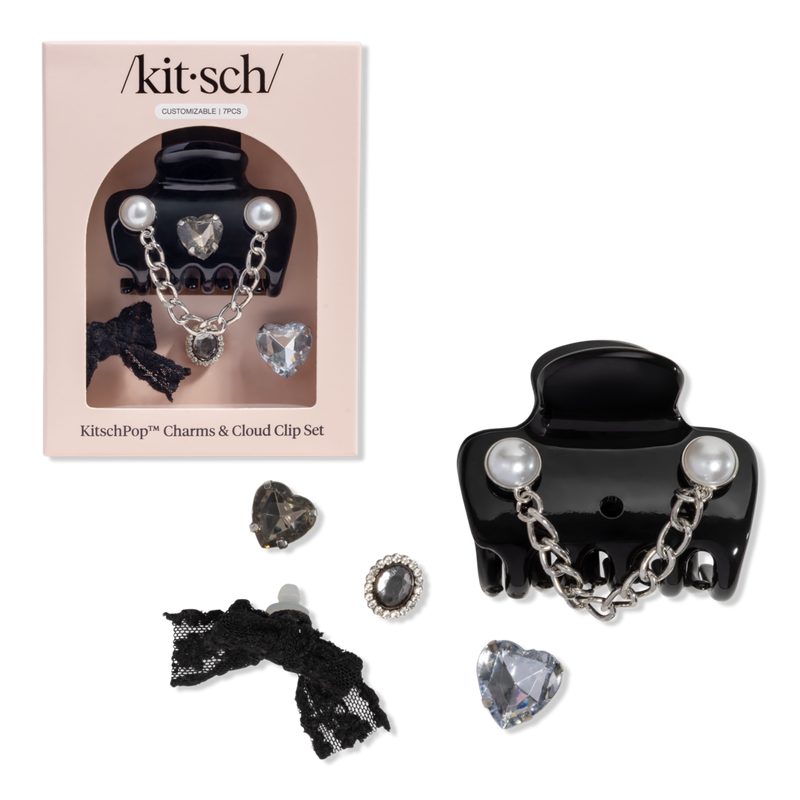 Kitschpop Charms & Cloud Clip 7 Piece Set Vintage - Black