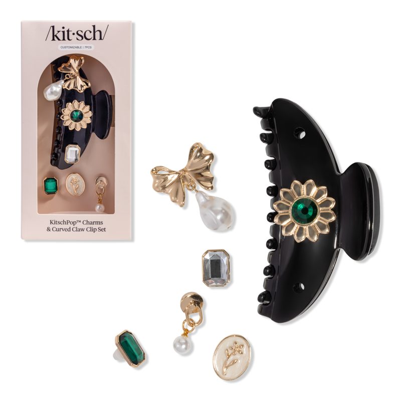 Kitschpop Curved Claw Clip 7 Piece Set Vintage - Black