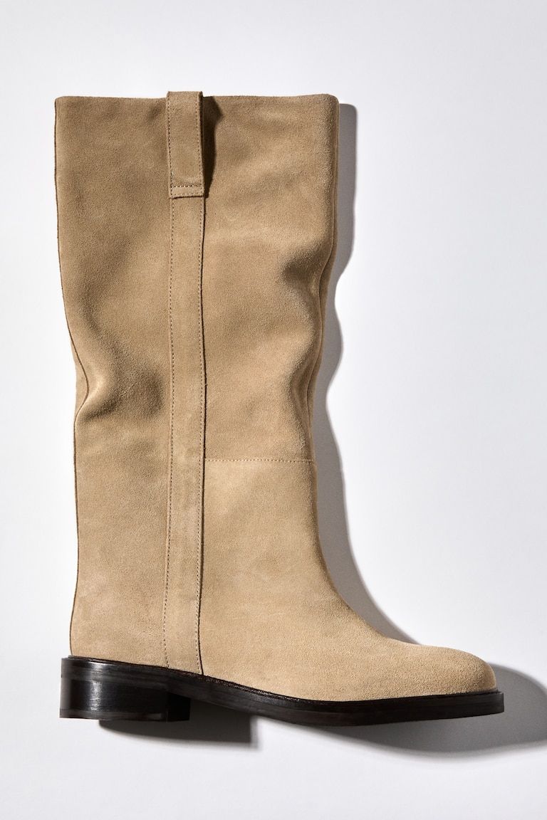 Knee-High Split Suede Boots